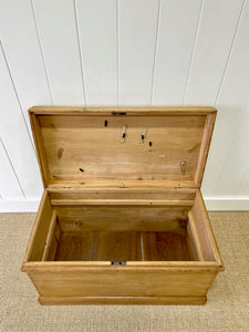 An English Pine Blanket Box or Coffee Table With Iron Handles c1850