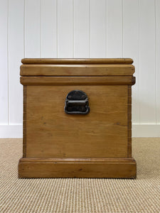 An English Pine Blanket Box or Coffee Table With Iron Handles c1850