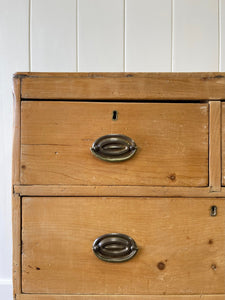 An Antique English Pine Chest of Drawers Dresser with Oval Brasses c1890