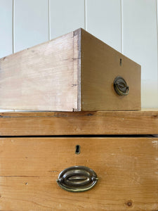 An Antique English Pine Chest of Drawers Dresser with Oval Brasses c1890
