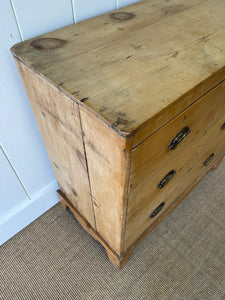 An Antique English Pine Chest of Drawers Dresser with Oval Brasses c1890