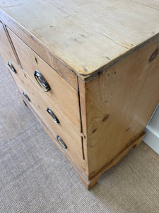 An Antique English Pine Chest of Drawers Dresser with Oval Brasses c1890