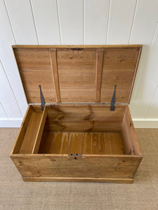 An English Pine Blanket Box or Small Low Coffee Table With Iron Handles c1850