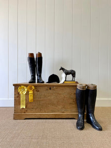 An English Pine Blanket Box or Small Low Coffee Table With Iron Handles c1850
