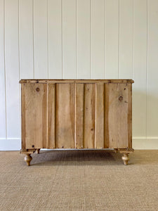 An English Pine Low Chest of Drawers Dresser with Wooden Knobs c1890