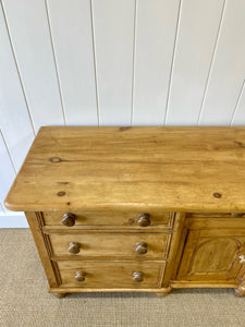 A Monumental English Country Pine Sideboard Buffet c1860