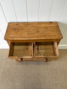 A Diminutive English Pine Chest of Drawers Dresser with Wooden Knobs c1890