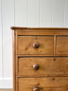 A Diminutive English Pine Chest of Drawers Dresser with Wooden Knobs c1890