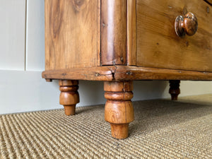 A Diminutive English Pine Chest of Drawers Dresser with Wooden Knobs c1890