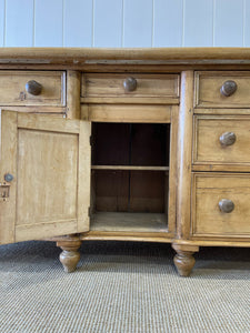 A Monumental English Country Pine Sideboard Buffet c1860