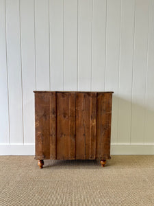 A Diminutive English Pine Chest of Drawers Dresser with Wooden Knobs c1890