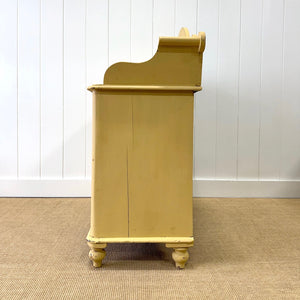 An Antique English Yellow Painted Pine Chest of Drawers Dresser c1890