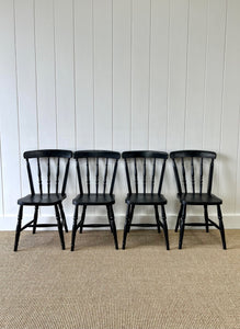A Set of 4 Painted Elm Wood Farmhouse Chairs
