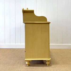 An Antique English Yellow Painted Pine Chest of Drawers Dresser c1890