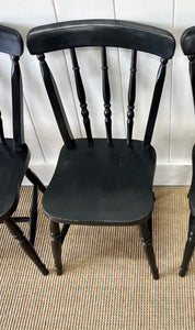 A Set of 4 Painted Elm Wood Farmhouse Chairs
