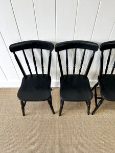A Set of 4 Painted Elm Wood Farmhouse Chairs