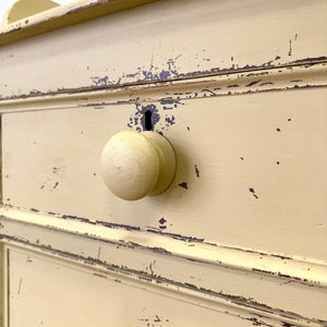 An Antique English Yellow Painted Pine Chest of Drawers Dresser c1890
