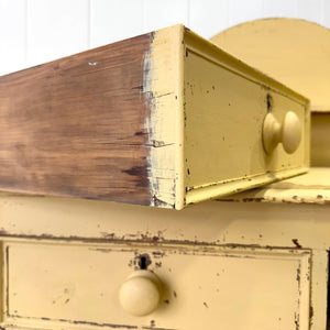 An Antique English Yellow Painted Pine Chest of Drawers Dresser c1890