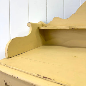 An Antique English Yellow Painted Pine Chest of Drawers Dresser c1890