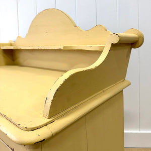 An Antique English Yellow Painted Pine Chest of Drawers Dresser c1890