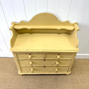 An Antique English Yellow Painted Pine Chest of Drawers Dresser c1890
