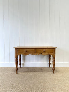Antique English Country Pine Console Table with Drawers c1890