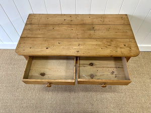 Antique English Country Pine Console Table with Drawers c1890