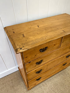 An Antique English Pine Chest of Drawers Dresser with Brass Hardware c1890