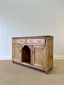 An English Country Pine Sideboard Buffet With Dog Kennel Center c1860