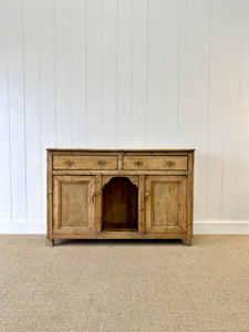 An English Country Pine Sideboard Buffet With Dog Kennel Center c1860