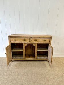 An English Country Pine Sideboard Buffet With Dog Kennel Center c1860