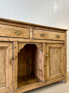 An English Country Pine Sideboard Buffet With Dog Kennel Center c1860