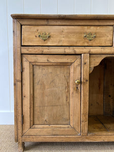 An English Country Pine Sideboard Buffet With Dog Kennel Center c1860