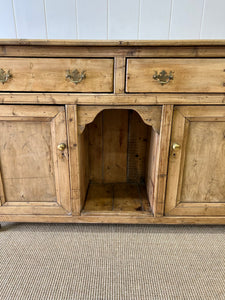 An English Country Pine Sideboard Buffet With Dog Kennel Center c1860