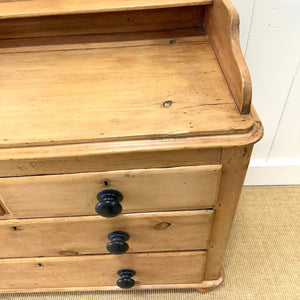 An Antique English Pine Chest of Drawers Dresser with Gallery c1890