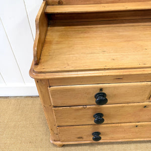 An Antique English Pine Chest of Drawers Dresser with Gallery c1890