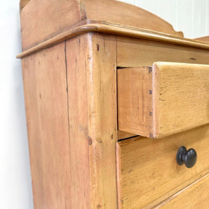 An Antique English Pine Chest of Drawers Dresser with Gallery c1890