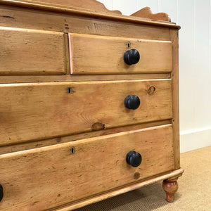 An Antique English Pine Chest of Drawers Dresser with Gallery c1890