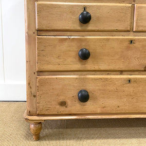 An Antique English Pine Chest of Drawers Dresser with Gallery c1890