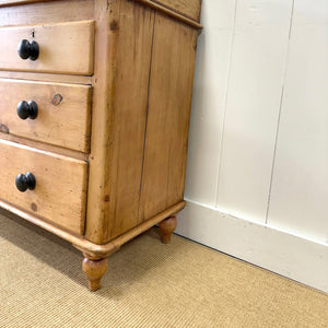 An Antique English Pine Chest of Drawers Dresser with Gallery c1890
