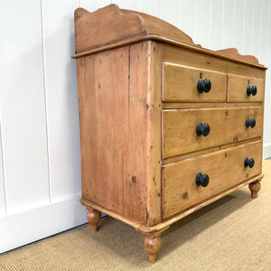 An Antique English Pine Chest of Drawers Dresser with Gallery c1890