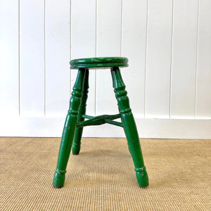 A Green Painted Wooden Stool