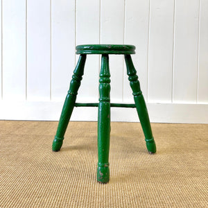A Green Painted Wooden Stool
