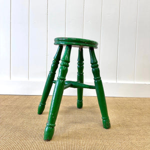 A Green Painted Wooden Stool