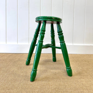 A Green Painted Wooden Stool
