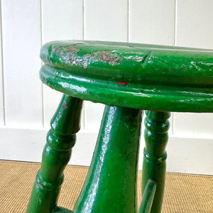 A Green Painted Wooden Stool