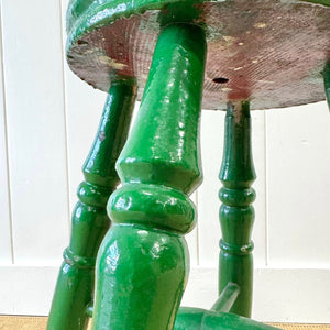 A Green Painted Wooden Stool