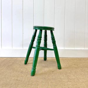 A Green Painted Wooden Stool