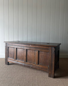 A Very Antique 18th Century English Oak Coffer or Trunk