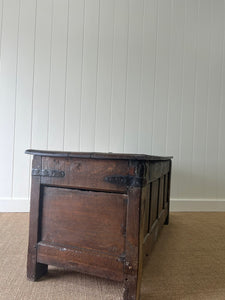 A Very Antique 18th Century English Oak Coffer or Trunk